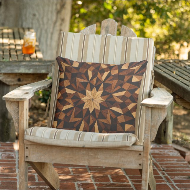 Almofada "Intricate Marquetry Geometric Wood Throw Pillow" (Cadeira)