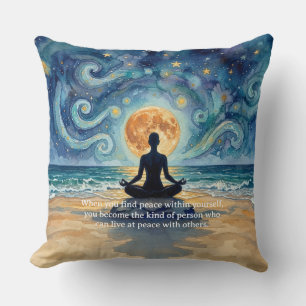 Almofada Ioga Meditação Céu Noturno Estrelado Lua Praia Oce