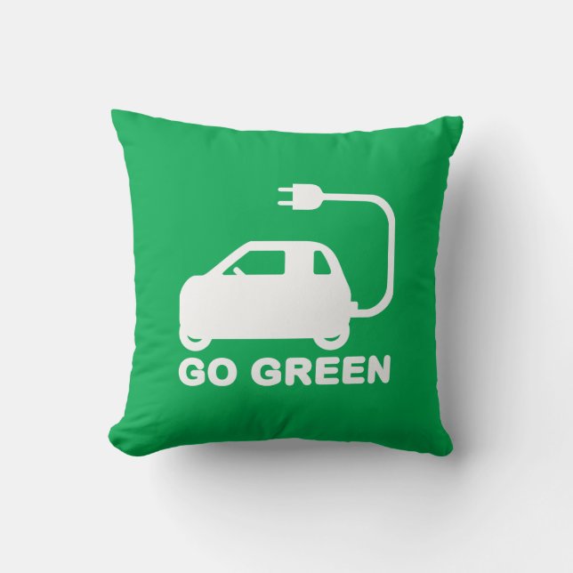 Almofada Ir Verde ~ Dirigir Carros Elétricos (Frente)