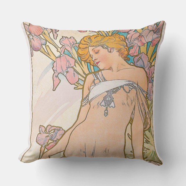 Almofada Iris (1897) apresentada por Alphonse Mucha (Frente)