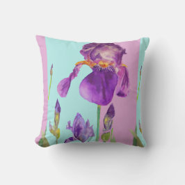 Almofada Iris Aquarela Flor Púrpura Cushion Flor