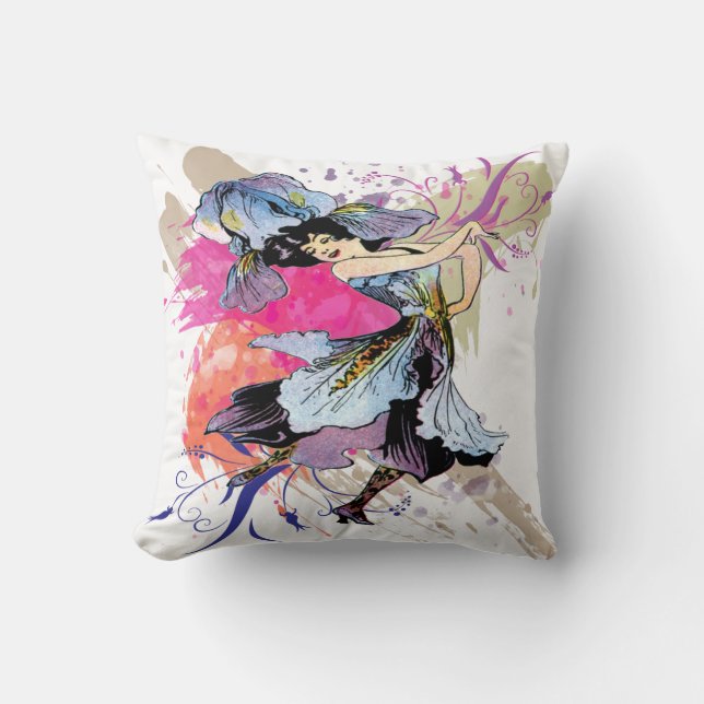 Almofada Iris Dancing Fairy Lady Vintage Abstrato Art (Frente)
