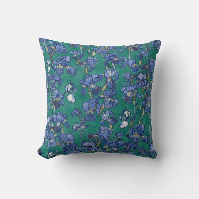 Almofada Íris de Vincent Van Gogh Azul Cobalto Verde Viridi (Frente)