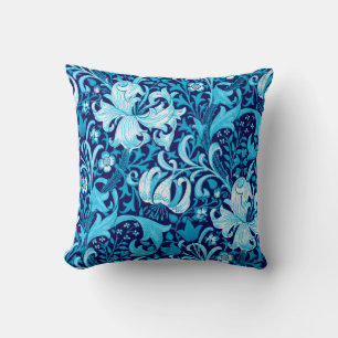 Almofada Íris de William Morris e lírio, azul de índigo