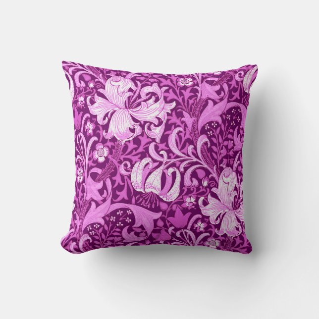 Almofada Íris de William Morris e lírio, roxo Amethyst (Frente)
