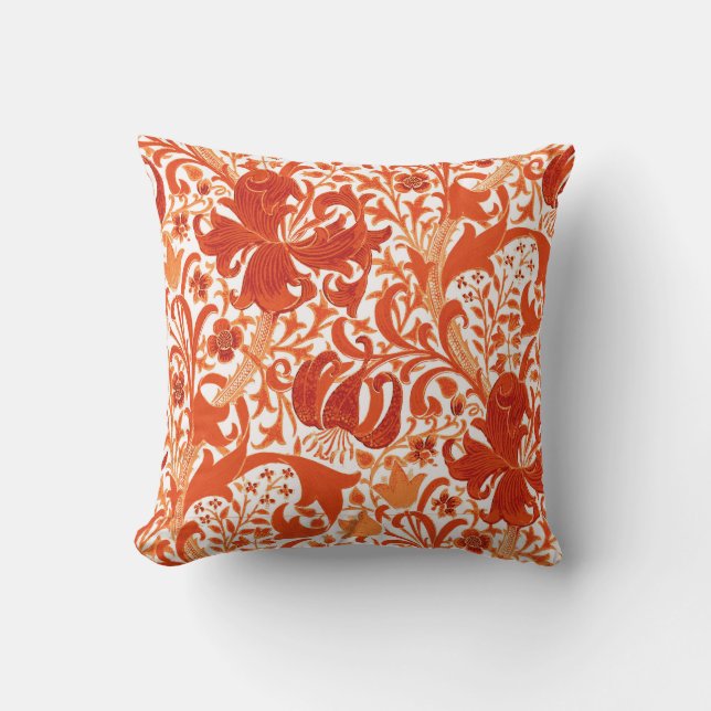 Almofada Íris de William Morris e lírio, tanjerina (Frente)