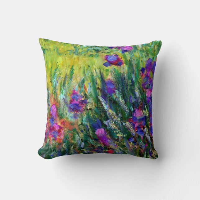 Almofada Iris Garden em Giverny Claude Monet Fine Art (Frente)