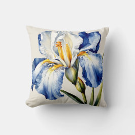 Almofada Iris Schwertlilie blau weiß - Aquarell-Design |