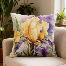 Almofada Iris Schwertlilie lila orange - Aquarell-Design |