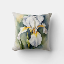 Almofada Iris Schwertlilie weiß - Aquarell-Design |