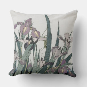 Almofada Irises & Gafanhoto, Katsushika Hokusai