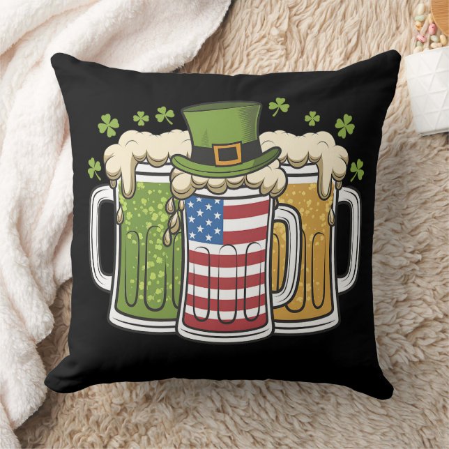 Almofada Irish Beer Ireland USA American Flag de Patrick (Cobertor)