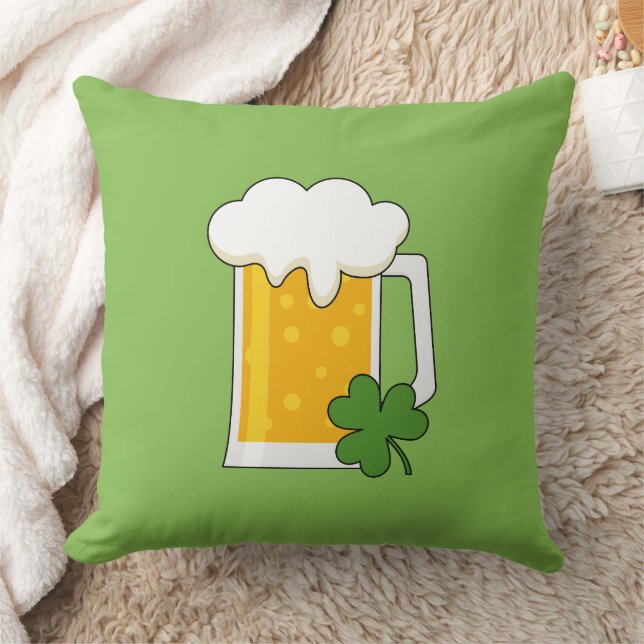 Almofada Irish Beer Mug com Shamrock Clover (Cobertor)