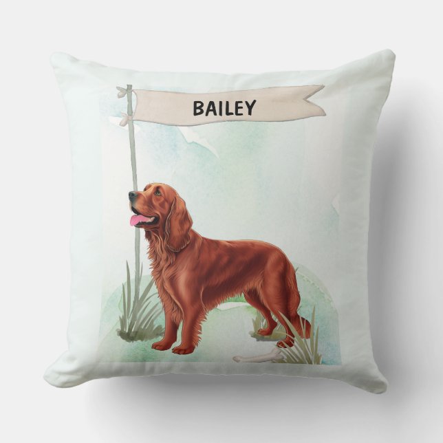 Almofada Irish Setter Aquarela Cachorro Personalizado (Frente)
