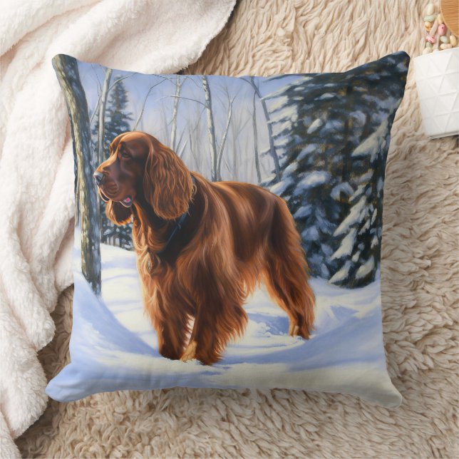 Almofada Irish Setter Deixe-o nevar no Natal (Cobertor)
