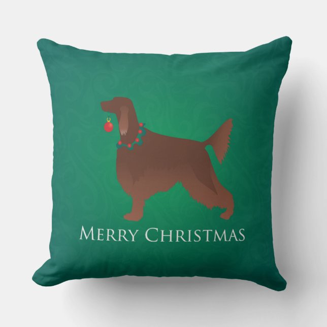Almofada Irish Setter Dog Felry Design de Natal (Frente)