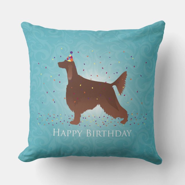 Almofada Irish Setter Happy Birthday Design (Frente)