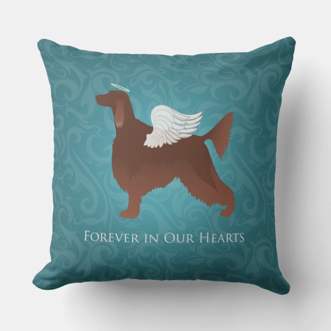 Almofada Irish Setter Pet Memorial Angel Dog Design (Frente)