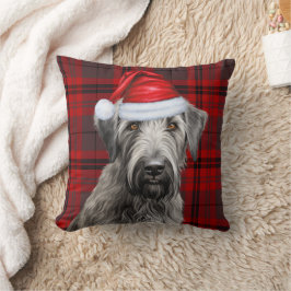 Almofada Irish Wolfhound Cachorro Xadrez Vermelho Natal Fer