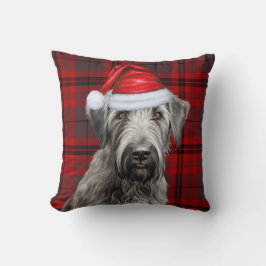 Almofada Irish Wolfhound Dog Red Plaid Christmas Holiday