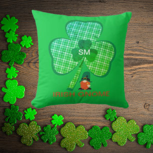 Almofada Irlandês Gnomo Monograma Shamrock St Patricks