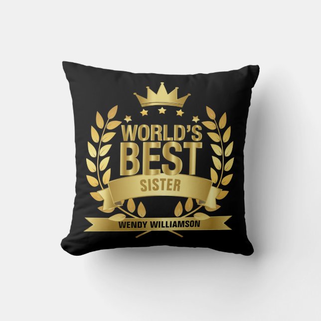 Almofada Irmã do Mundo Todo Dourado Preto (Frente)