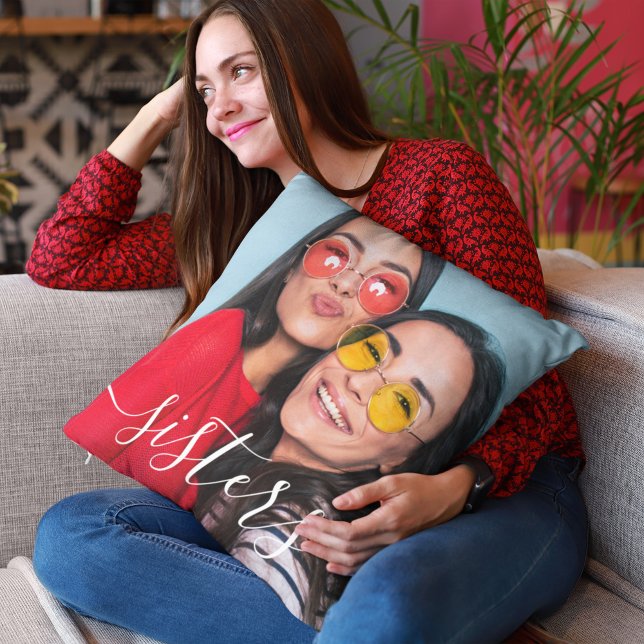 Almofada Irmãs Travesseiro decorativo (Let your sister know how much you love her with this personalized photo pillow!)
