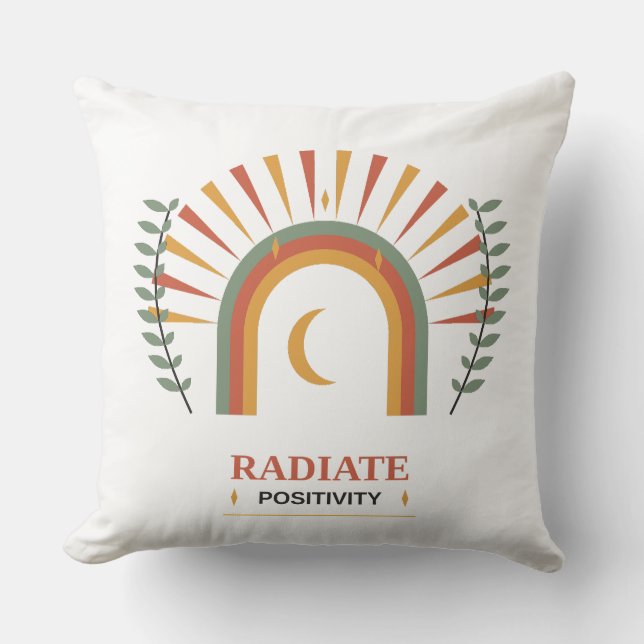 Almofada Irradie Positividade Boho Celestial Sol Lua Botâni (Frente)