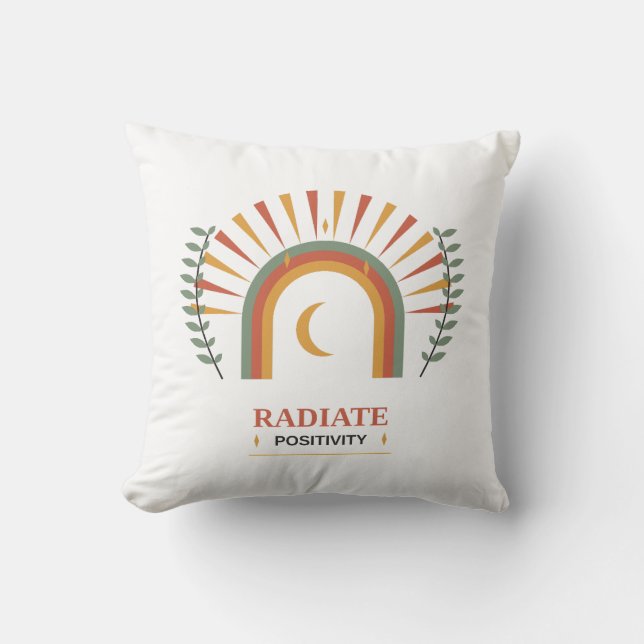 Almofada Irradie Positividade Boho Celestial Sol Lua Botâni (Frente)