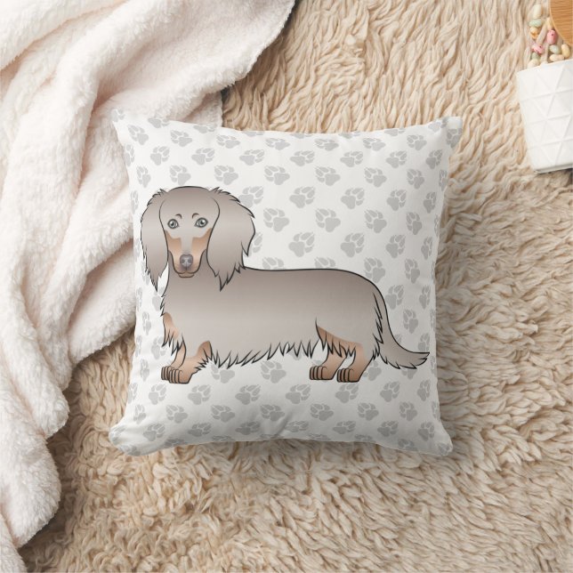 Almofada Isabella E Tan Cachorro Dachshund De Cabelo Longo  (Cobertor)