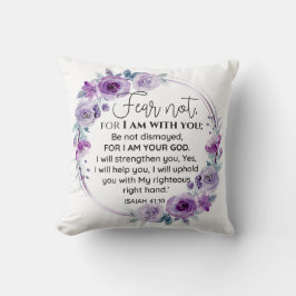 Almofada Isaiah 41:10 Medo não Escritura Floral Roxa