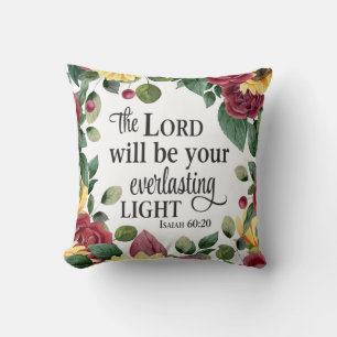 Almofada Isaiah 60:20 Escritura de Bíblia Floral de Rosa d