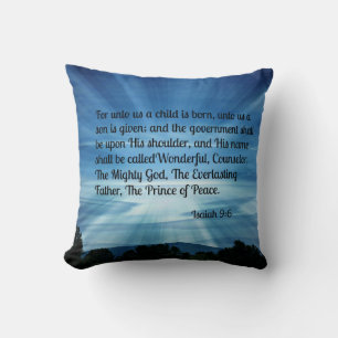 Almofada Isaiah 9:6 Para nós, uma criança é nascer...