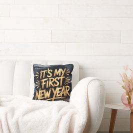 Almofada It’s My First New Year in Black and Gold Gift