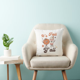 Almofada It's Fall Y'all– Cute Pumpkin Spice Autumn Accent