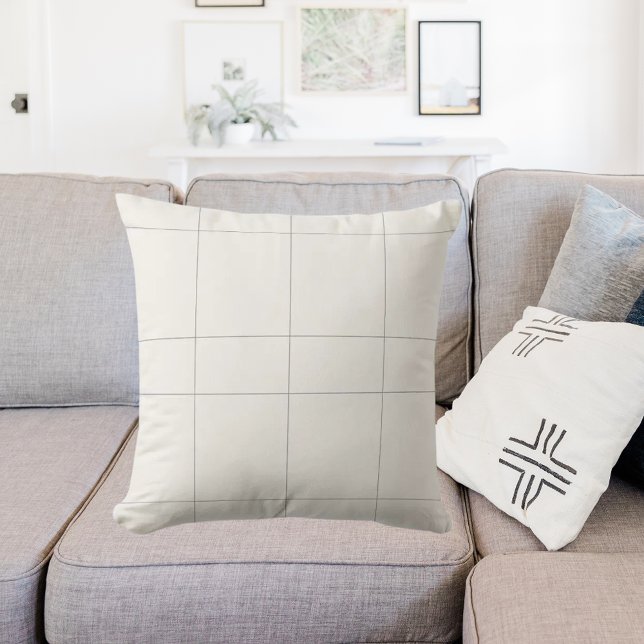 Almofada Ivory cream gray neutrals checked modern (Criador carregado)