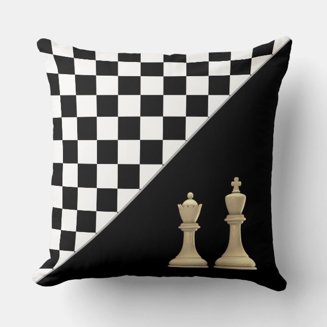 Almofada Ivory King & Queen em Na moda Black & White Chess (Frente)