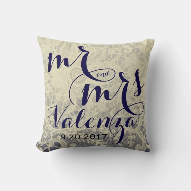 Almofada Ivory Lace Blue 2 Tone Casado Novamente Presente (Frente)