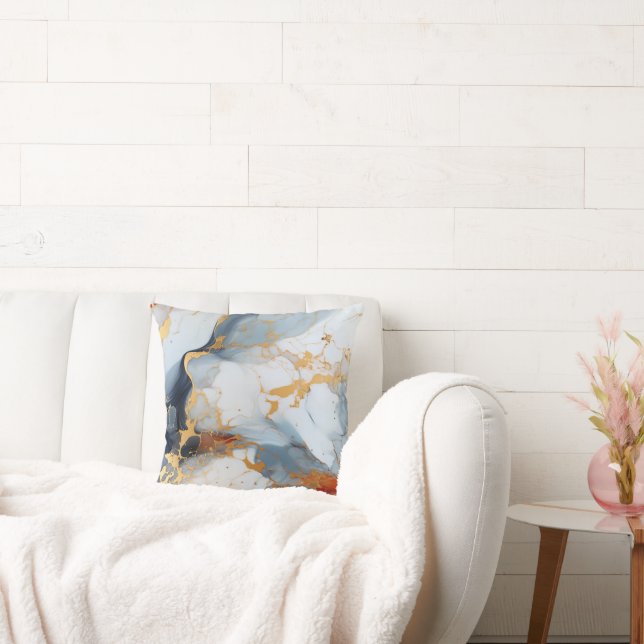 Almofada Ivory Marble with Gold & Rust Veins (Sofá)