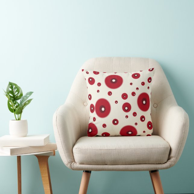 Almofada Ivory Red Dots Funky Whimsical Circle Pattern  (Cadeira)