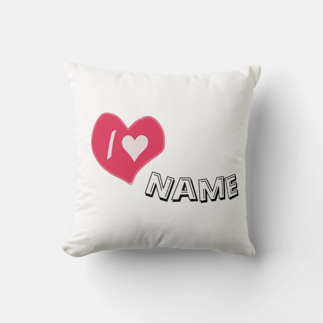 Almofada “I🤍You Heart – Cute Romantic Gift Design” (Frente)