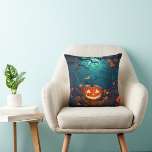 Almofada Jack-O' Lanterna em um Dia das Bruxas da Floresta