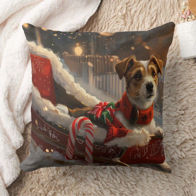 Almofada Jack Russell Cachorro Natal Festivo (Cobertor)