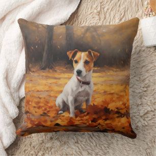Almofada Jack Russell no outono deixa cair inspiração
