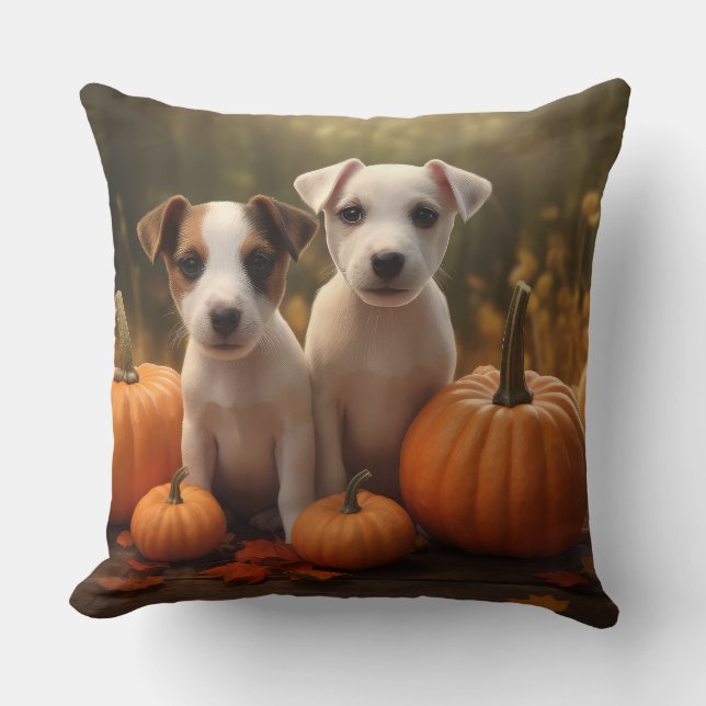 Almofada Jack Russell Puppy Autumn Delight Pumpkin (Frente)