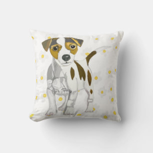 Almofada Jack Russell Terrier contra um passado de Daisy.