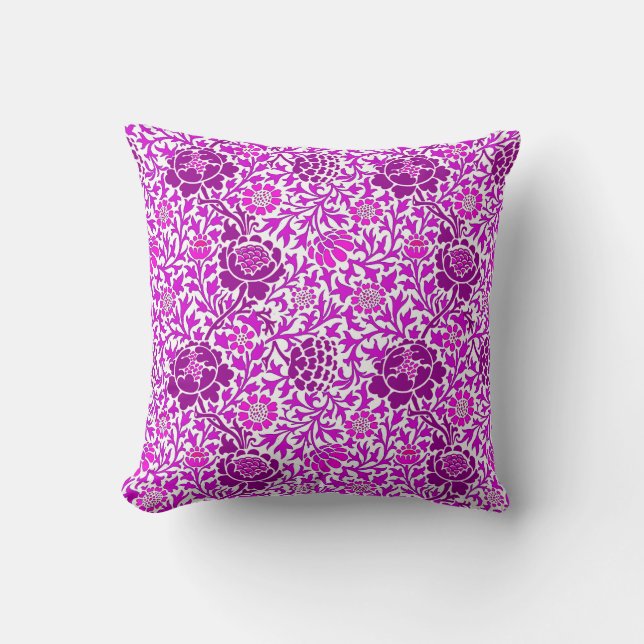 Almofada Jacobean Floral, Ametist Purple e Lilac (Frente)