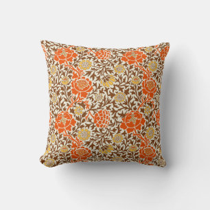 Almofada Jacobean Floral, Laranja, Marrom e Mostarda Dourad