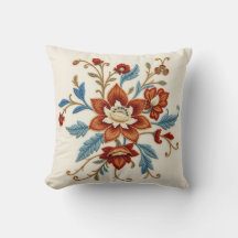 Almofada Jacobeana de Croché Floral Creme