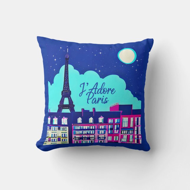 Almofada J'adore Paris - Fantasia Paris sob lua cheia (Frente)